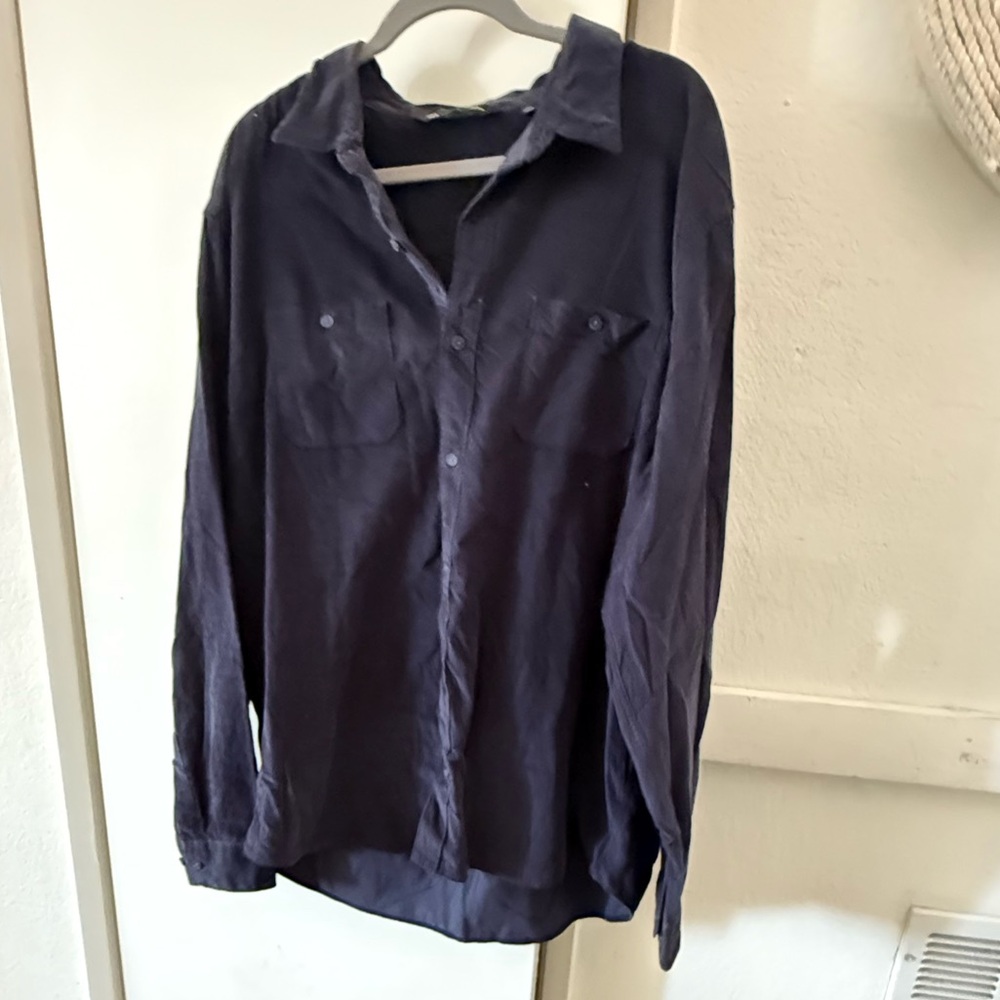 Travis Matthew navy blue corduroy button down shirt XXL